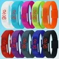 thumbnail image 3 of Flmtop 5Pcs Unisex Fashion Silicone Red LED Sports Bracelet Touch Digital Wrist Watch Pink, 3 of 8
