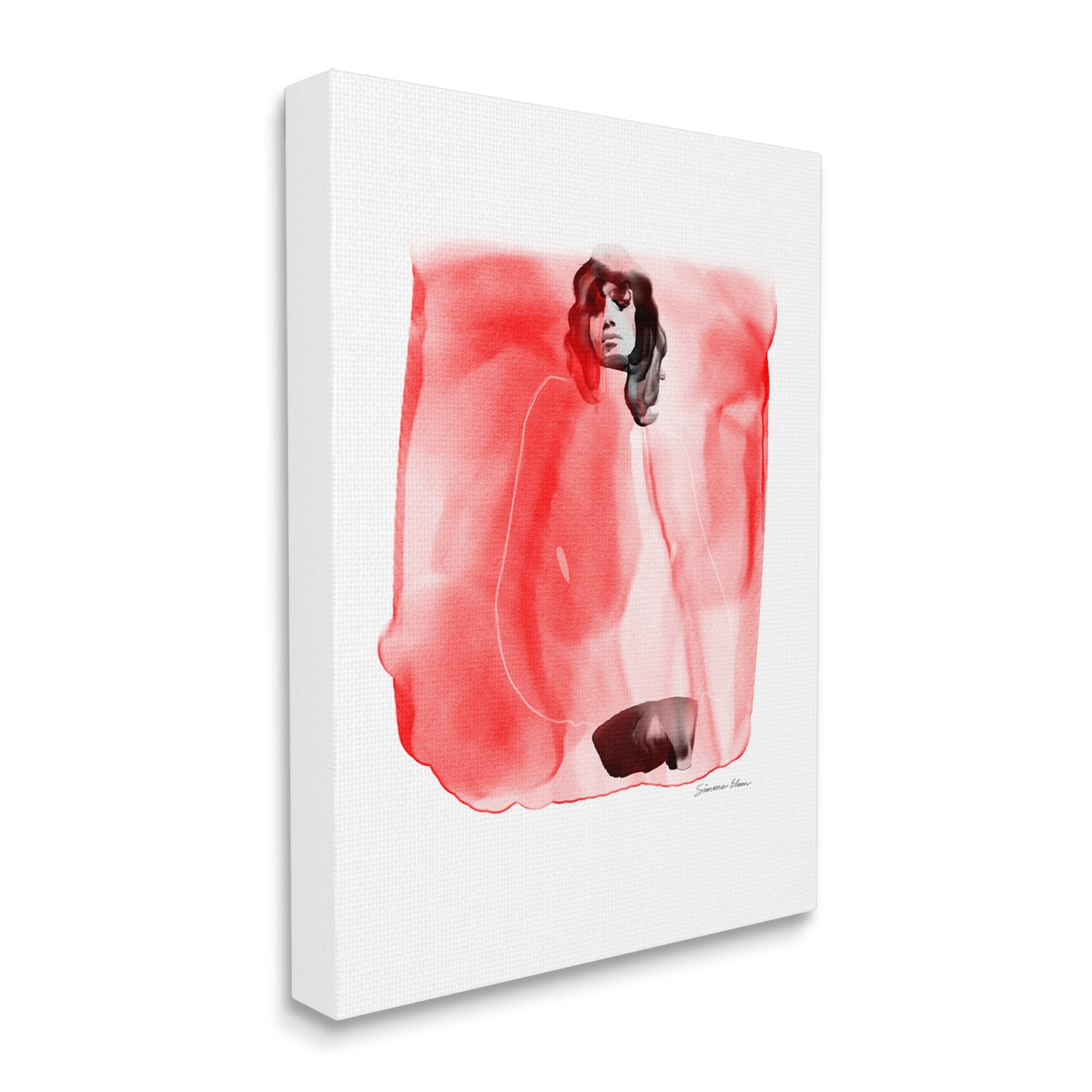 Stupell Industries Abstract Girl on Red Abstract Painting Gallery Wrapped Canvas Print Wall Art, 16 x 20