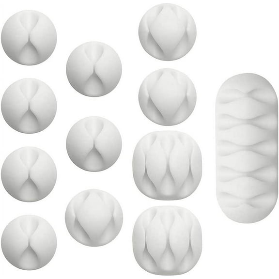 Multipurpose White Cable Clips Cord Management System, for Organizing Cable Cords Home and Office, Self Adhesive Cord Holders Desk Cable Organizer