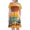 thumbnail image 1 of Disketp Vintage Beach Sunset para Vestido de Manga Corta para Mujeres, Vestidos de Verano para Mujeres, Casual y Holgado para la Playa, 1 of 6