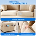 thumbnail image 6 of DWVO 60" Loveseat Sofa, Modern Comfort Sofa with Back Cushions & Side Pockets, Fabric 2 Seater Couch for Living Room, Bedroom and Small Space, Beige, 6 of 10