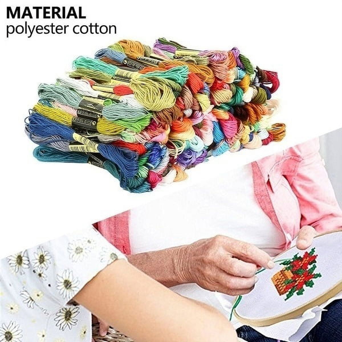 Dznils 447PCS Cotton Cross Floss Stitch Thread Embroidery Sewing Skeins Multi Colors Premium Rainbow Color Bracelet Yarn Craft Set