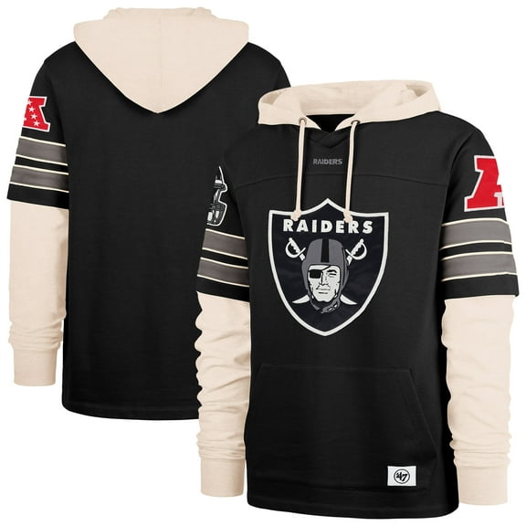Men's '47  Black Las Vegas Raiders Split Zone Cornerback Duo Hoodie