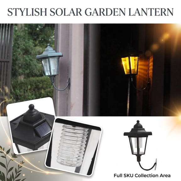 Outdoor Wall Light, Solar Porch Light, Outdoor Wall Sconce, Solar Outdoor Wall Lights, 6X5 Inch Black Wall Mounted Solar Powered Waterproof Lantern, Decorative Wall Light Fixture