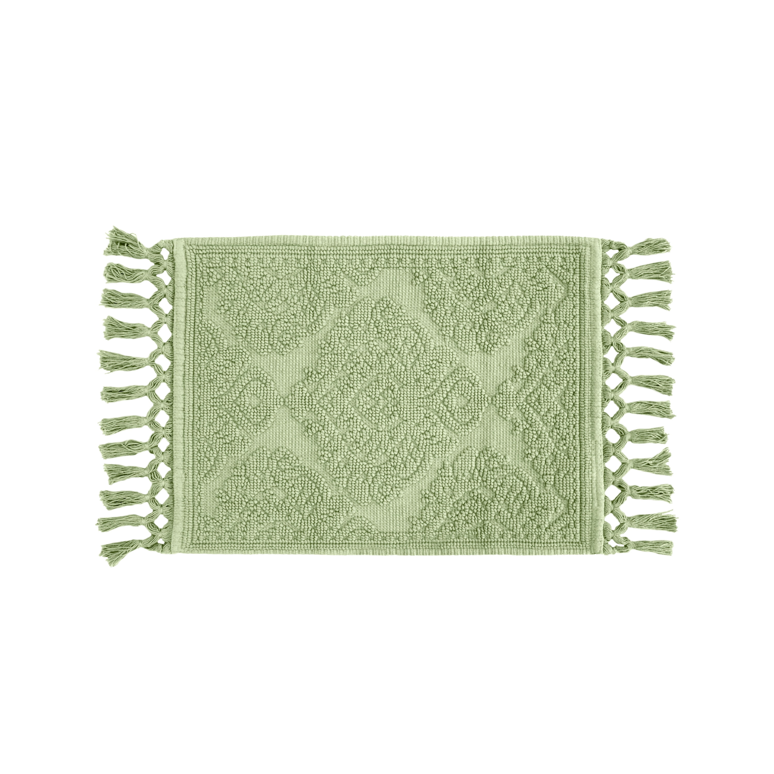 Jean Pierre Ricardo Cotton Fringe 27 x 45 in. Bath Rug, Sage Green