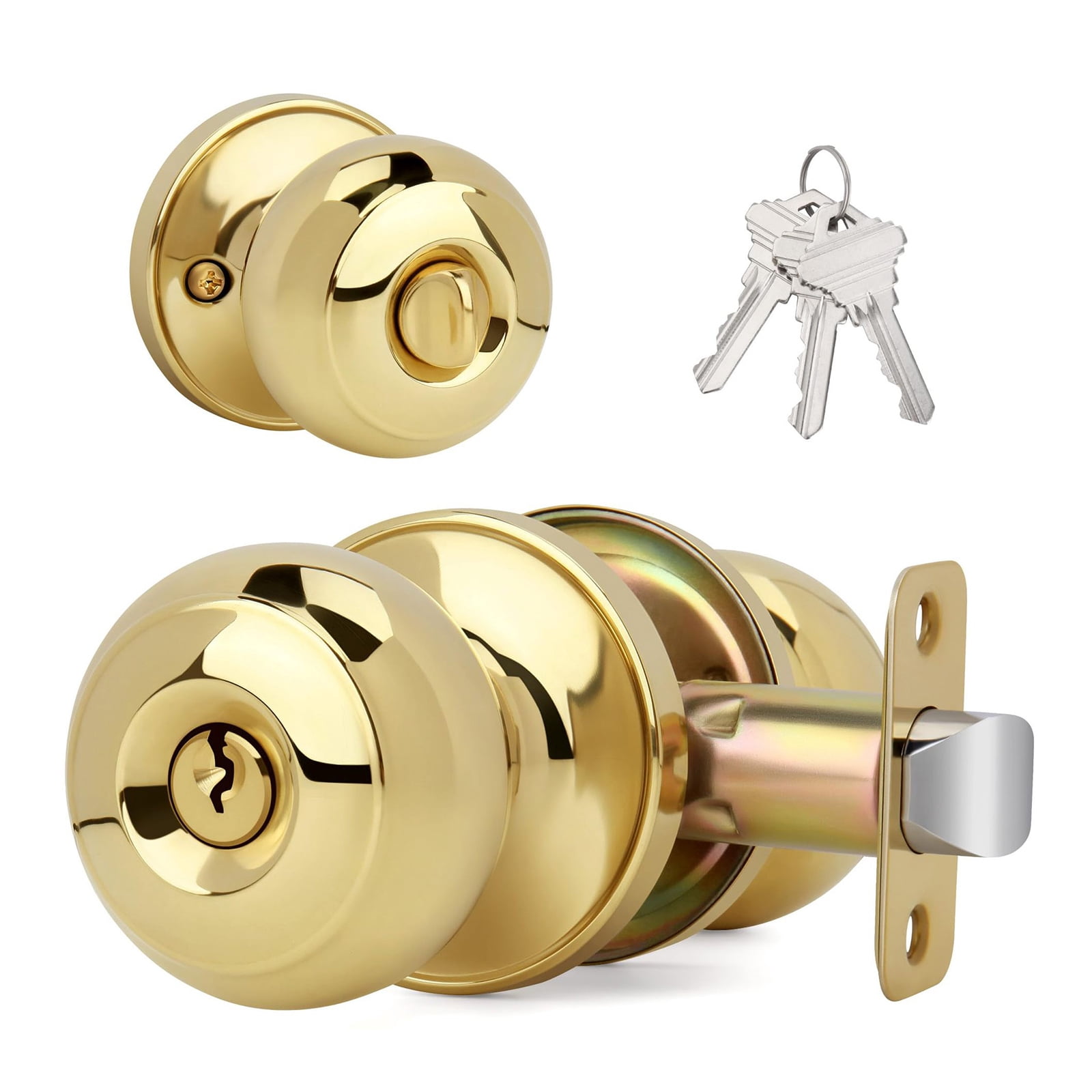 RUISINERY Zincs Alloy Round Door Knobs Knobset Entrance Lock Interior Door Handles for Hallway, Closet, Bathroom