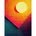 thumbnail image 1 of Abstract Geometric Retro Eclipse Moon Sun Yellow Pink Teal Colourful Sunset Large Wall Art Poster Print Thick Paper 18X24 Inch, 1 of 5