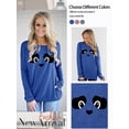 thumbnail image 3 of QAFOPEH Women Panda Cute Graphic Crew Neck Long Sleeve Side Pocket Top, 3 of 7