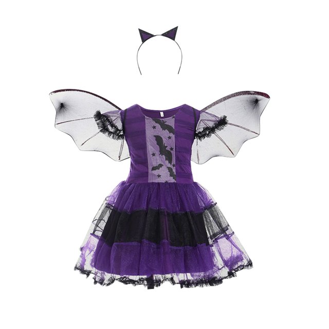 Disfraz de Halloween para niñas, vestidos de fiesta de cosplay + sombrero, gorra, atuendo