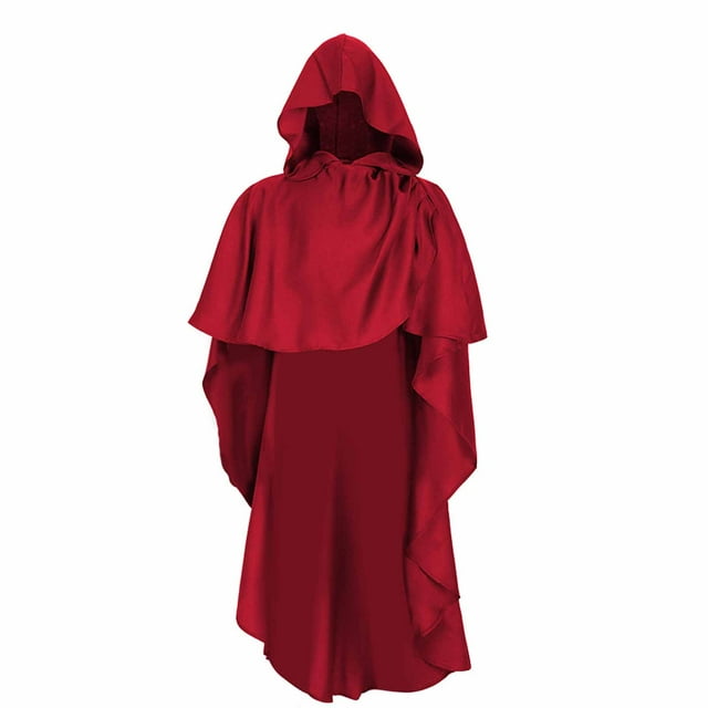 Shengyu Cape à Capuche de Chevalier d'Halloween, Cape de Moine Cosplay, Costume de Vampire, Cape de Chevalier Médiéval, pour Halloween Chevalier Médiéval Rouge