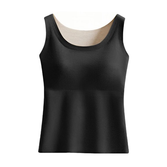 Women Daily Wear Thin Strap Camisole Tops Built in Removable Stretch Breathable Fabric Adjustable Straps Occasion Sleeveless Shirts Plus Size Padded Camisoles (Black,L)