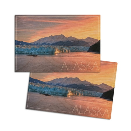 

Alaska Glacier at Sunrise (4x6 Birch Wood Postcards 2-Pack Stationary Rustic Home Wall Decor)