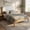Natural, variant on DRNANLIT Queen Size Mid-Century Modern Platform Bed Frame with Padded Upholstered Headboard - Solid Wood Construction, Tapered Legs, No Box Spring Needed, Brown