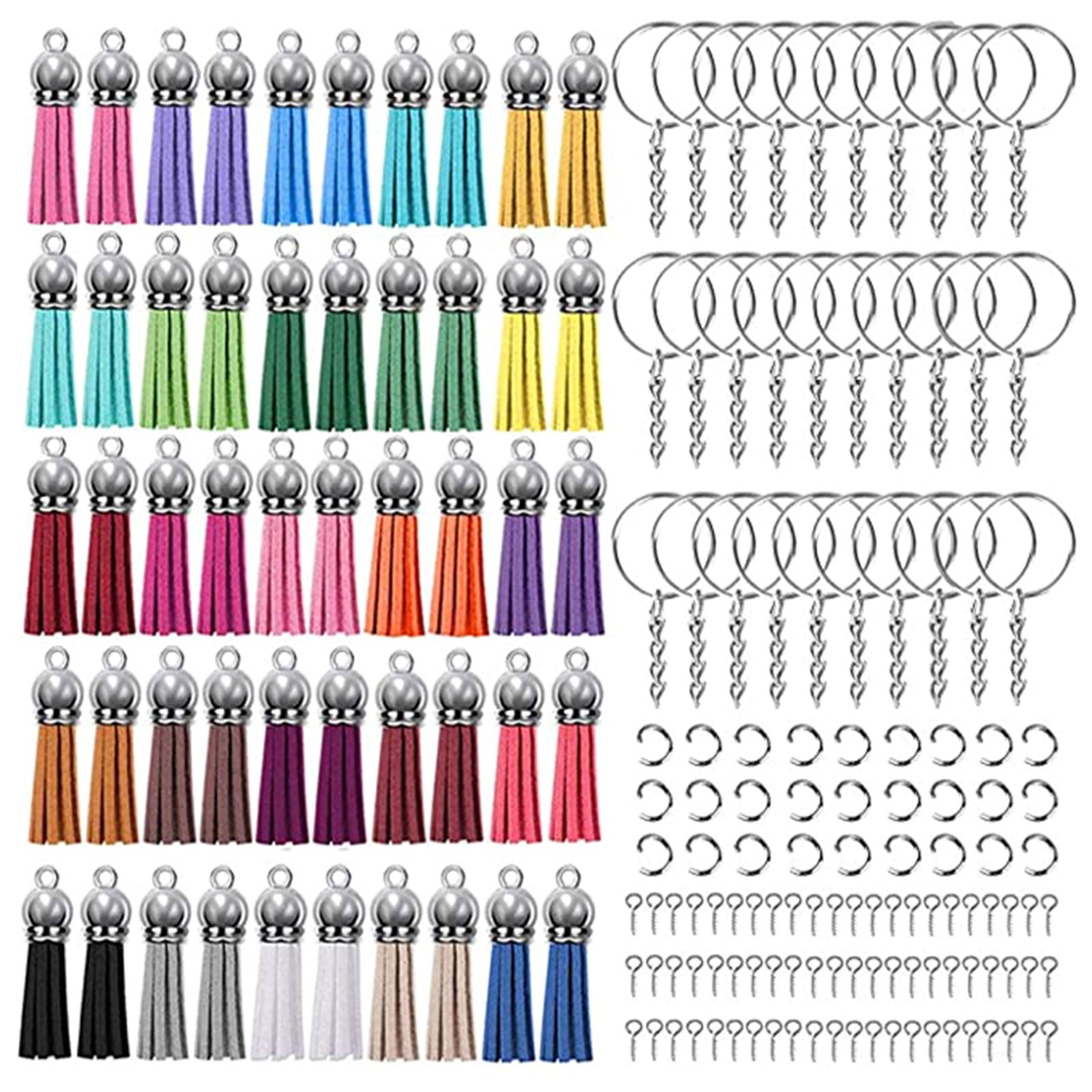 Tonver 100Pcs Keychain Rings with Chain and 100 Pcs Screw Eye Pins Bulk for 