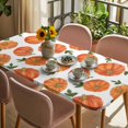 thumbnail image 3 of Thanksgiving Table Cloths for 3 Foot Rectangle Tables, Fall Orange Pumpkin Green Maple Leaves Patio Waterproof Elastic Fitted Tablecloths, Washable Rectangular Table Cover for Camping, 3 of 8