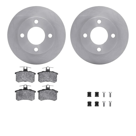 Dynamic Friction Company Rear Brake Rotors with 5000 Euro Ceramic Brake Pads includes Hardware 6612-73039