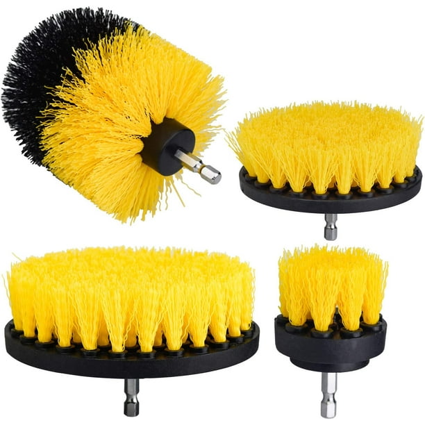 4 Piece Drill Brush Brush Drill Attachment Set Power Drill Brushes Cleaning Brush Kit for Bathroom Surfaces Tile Grout Floor Brick Marble Car