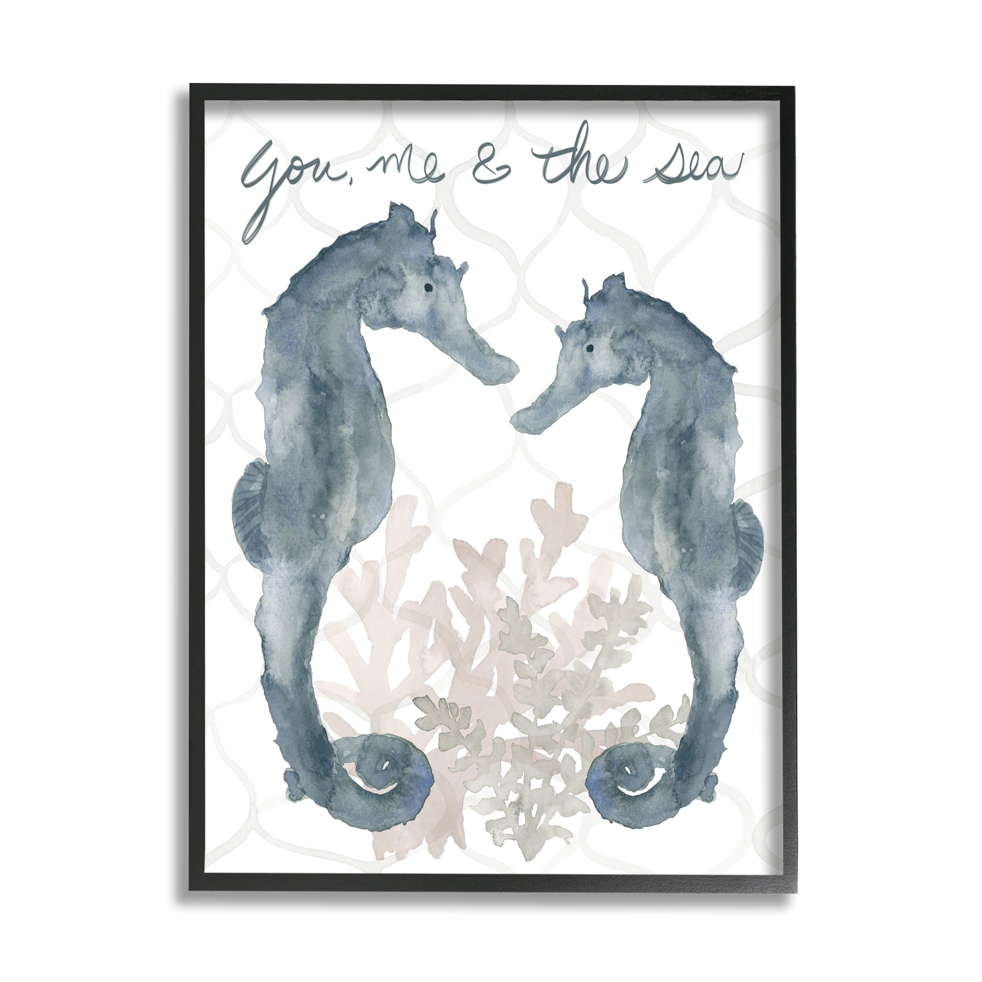 Stupell Industries You Me The Sea Phrase Soft Aquatic Seahorses, 11 x 14, Design by Lucille Price