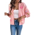 thumbnail image 2 of Women'S Cropped Cardigan Long-Sleeved Sweaters Boho Crochet Floral Embroidery Oversized Open Front Knit Outwear Pink S, 2 of 9