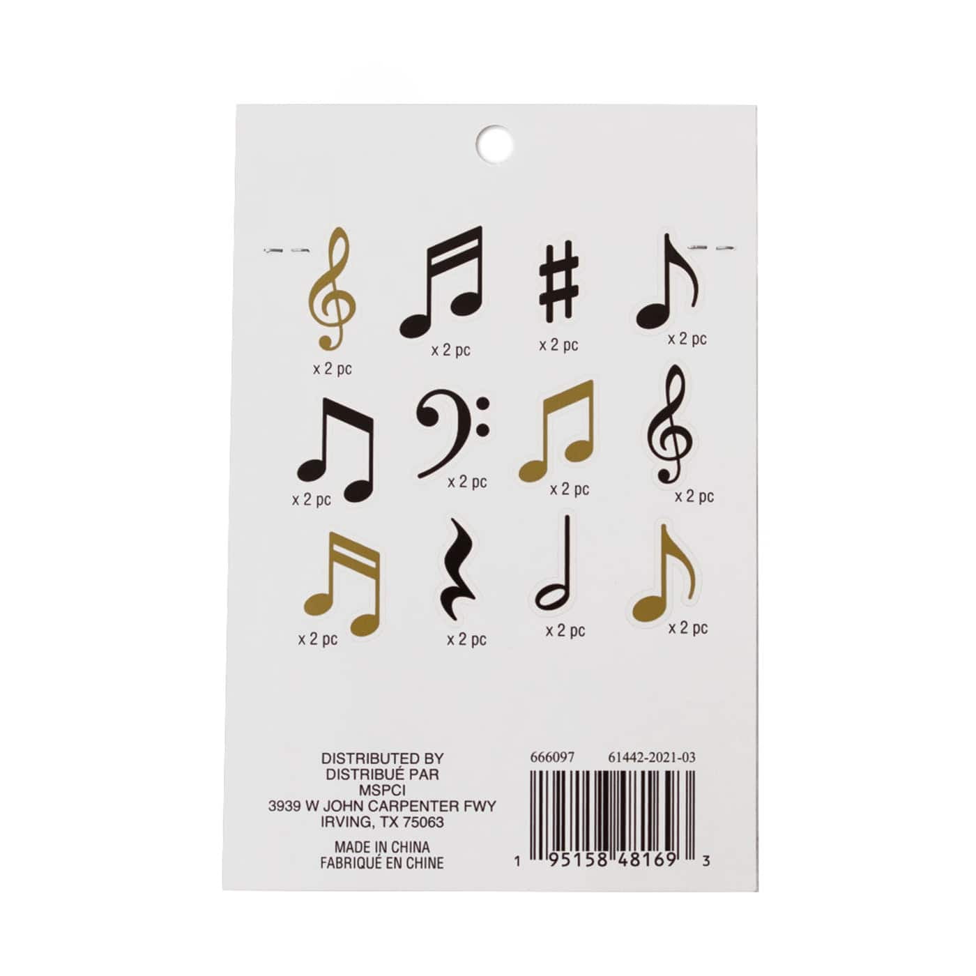 Recollections Music Notes Stickers, 12 Pack