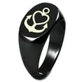 thumbnail image 1 of Sterling Silver Nautical Heart Anchor Engraved Oval Flat Top Polished Ring, 1 of 1