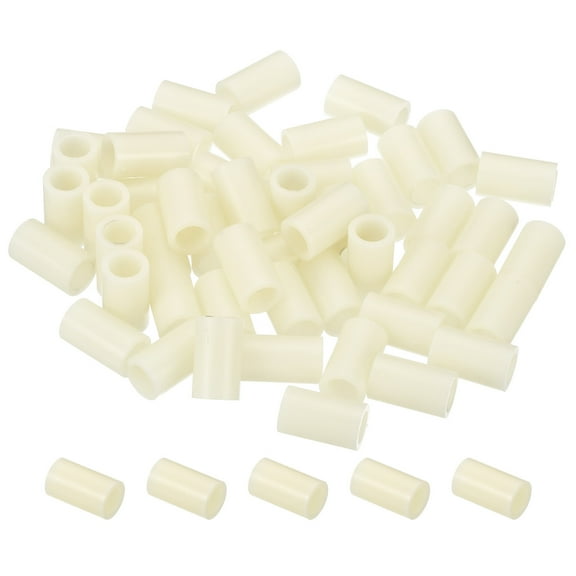 Uxcell 6.2mm ID x 9mm OD x 15mm L Round Spacers Washers, 50 Pack ABS Plastic Standoff Gaskets for M5 Screws, Beige