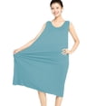 thumbnail image 3 of SWSMCLT Women's Cotton Nightgown Soft Rayon Stretch Long Pajama Dress Summer Tank Sleepwear Comfy Soft Loose Fit Sleeveless Baggy Flowy Light Blue XX-Large, 3 of 4
