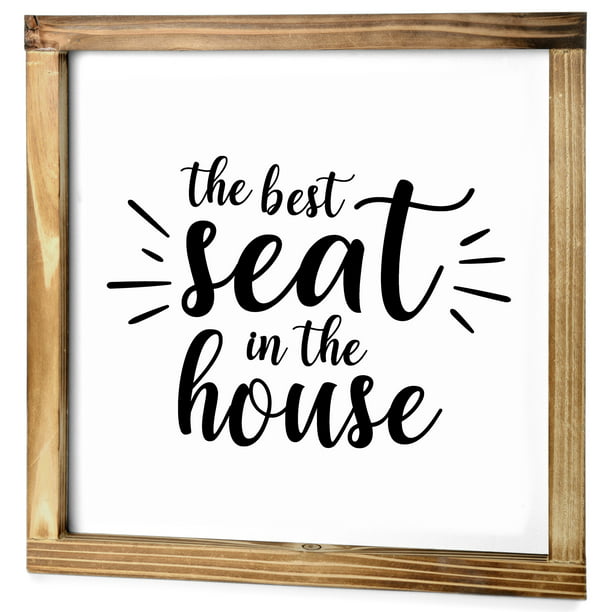 Best Seat In The House Bathroom Sign Modern Farmhouse Decor Cute Guest Funny Wall Rustic Home For With Quotes 12x12 Inch - Bathroom Signs Home Decor