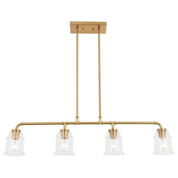 Woodbridge Lighting Elliot 4-Light Metal Linear Pendant in Brass