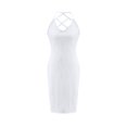 thumbnail image 5 of YODETEY dresses for women,Women Solid Color Halter Fishnet Round Neck Dress Bodycon Mermaid Evening Cocktail Long Dress, 5 of 7