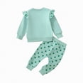 thumbnail image 6 of mgoYE Baby Girl Clothes 3 Months Baby Girl St Patricks Day Outfit Ruffle Sleeve Letters Print Green Sweatshirt Pants 2Pcs Set(Green,3-6 Months), 6 of 9