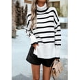 thumbnail image 2 of 1pcs striped turtleneck sweater for women--white, 2 of 5