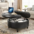thumbnail image 4 of 30 Inch Large Round Ottoman with Storage, Modern Leather Ottoman Coffee Table with Lift Top, Upholstered Button Tufted Footrest Stool Toy Blanket Storage for Living Room, Black, 4 of 17