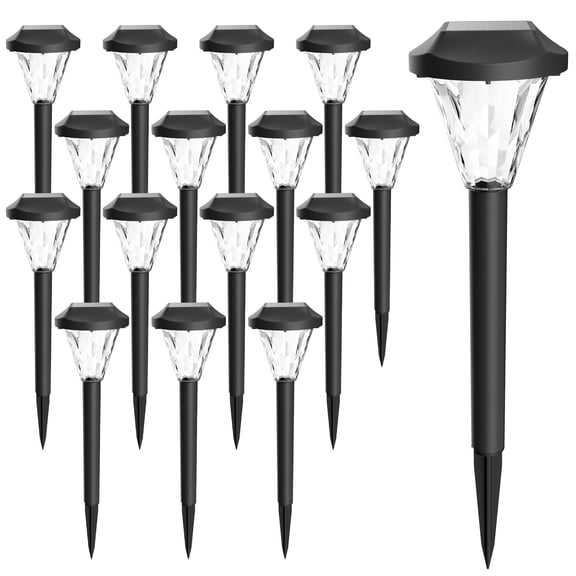 16-Pack Solar Pathway Lights, High-Efficiency Waterproof Outdoor Solar Lights for Garden,Lawn and Yard,Cold White Solar Powered Landscape Lighting