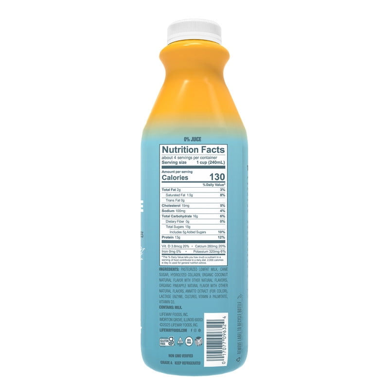 Lifeway Low Fat Probiotic Plus Collagen Tropical Fruit Smoothie, 32 fl oz