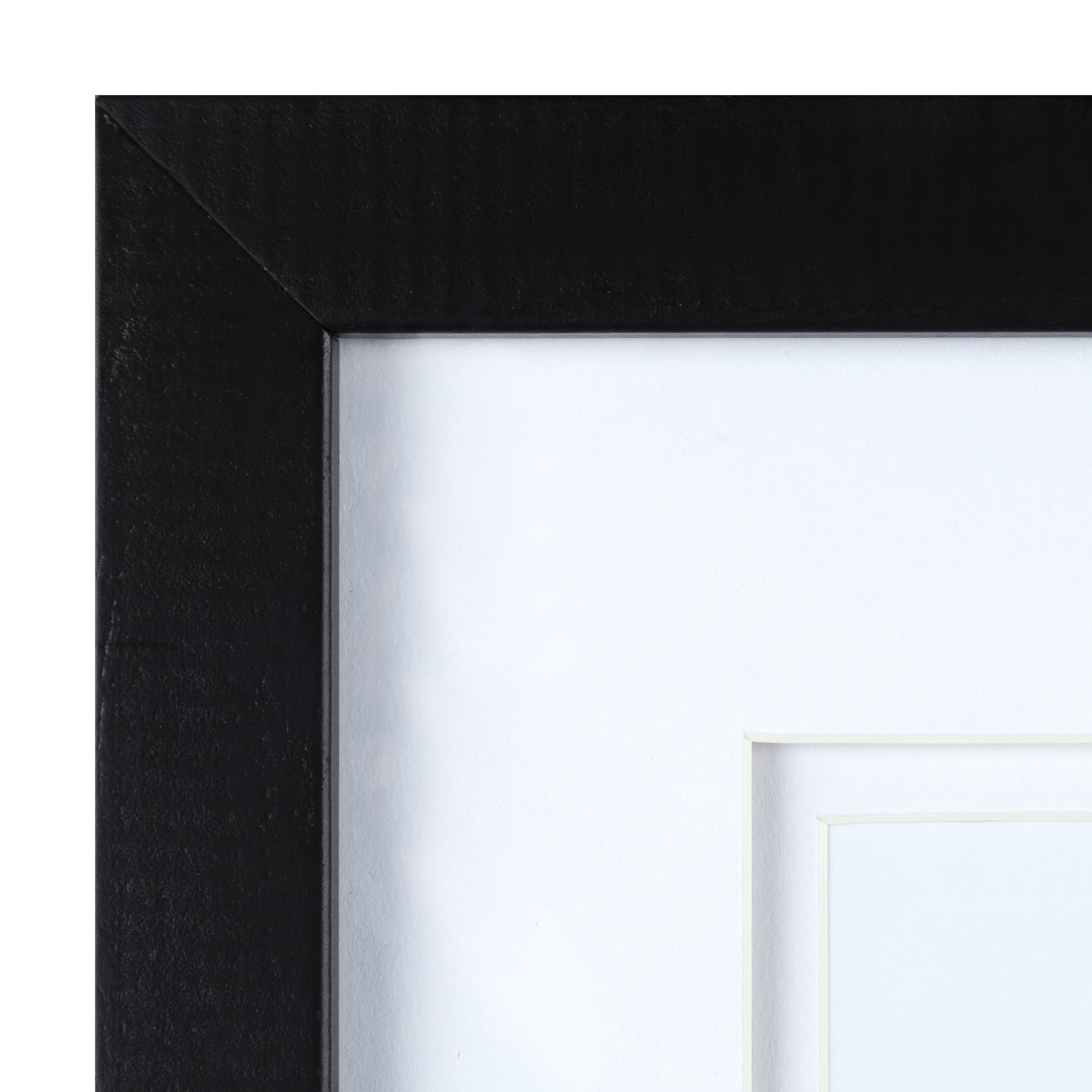 Seven Piece Black Picture Frame Set, White Display Mats