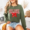thumbnail image 6 of Trendy Bulldogs Sweatshirt for Women and Youth Girls Red Bow School Team Spirit Sweater Army Green Sweatshirt Adult Medium, 6 of 7