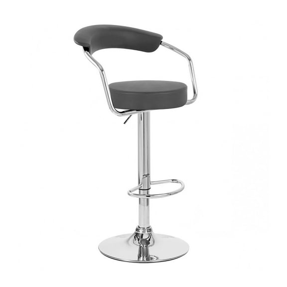 Zool Contemporary Adjustable Faux Leather Barstool - Black Licorice