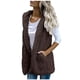 thumbnail image 1 of Chaqueta de color sólido con bolsillo para mujer Chaleco de solapa sin mangas de felpa Abrigo suelto Top Fridja qr702, 1 of 6