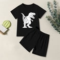 thumbnail image 2 of Boy Outfits Dinosaur Print Short Sleeve T Shirt Shorts Casual Daily Wear School Outdoor Kids Clothes Boys Black 6 Years-7 Years, 2 of 5