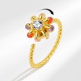 thumbnail image 2 of Women's Ring, Rotating Huge Sun Flower Fidget Rings, Decompression Stuff Handmade Fidget Ring, Gold Adjustable Open Rings S01, 2 of 3