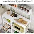thumbnail image 5 of TribeSigns Kitchen Baker’s Rack Microwave Oven Stand with Wire Basket and 6 Hooks, 35.5 inches Kitchen Cart Utility Storage Shelf Organizer Coffee Bar, 5 of 7