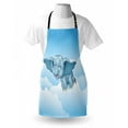 thumbnail image 3 of Animal Apron Cute Baby Flying Elephant Clouds Comic Humor Happiness Kids Caricature Illustration, Unisex Kitchen Bib Apron with Adjustable Neck for Cooking Baking Gardening, Pale Blue, by Ambesonne, 3 of 3