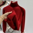 thumbnail image 5 of YHAJDS Women Fall Winter Sleepwear,Thermal Homewear For Women,Sleepwear With Built In Bra,Solid Color Turtleneck Fleece Lined Versatile Knitted Inner Base Layer Top,Warm For Fall And Winter, 5 of 5