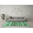 thumbnail image 3 of Ahgly Company Indoor Square Abstract Turquoise Blue Modern Area Rugs, 8' Square, 3 of 4