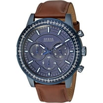 Guess Men's W0867G2, Chronograph,Blue Tone,Blue Dial,Stainless Steel Case,Leather Strap,Screw crown,100m WR