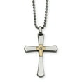thumbnail image 1 of Collier Croix en Acier Inoxydable 14k avec Diamant 22 Po, 1 of 3