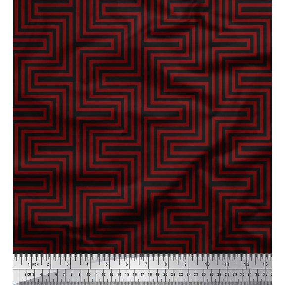 Soimoi Modal Satin Fabric Square & Spiral Geometric Print Fabric by the Yard 42 Inch Wide