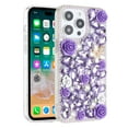 thumbnail image 4 of XPM for Motorola Moto G Stylus 5G 2025 Fashion Rose Flower Floral Bling Crystal 3D Full Diamonds Pearl Sparkle Rhinestone Glitter Hybrid Phone Case Cover (Purple), 4 of 6