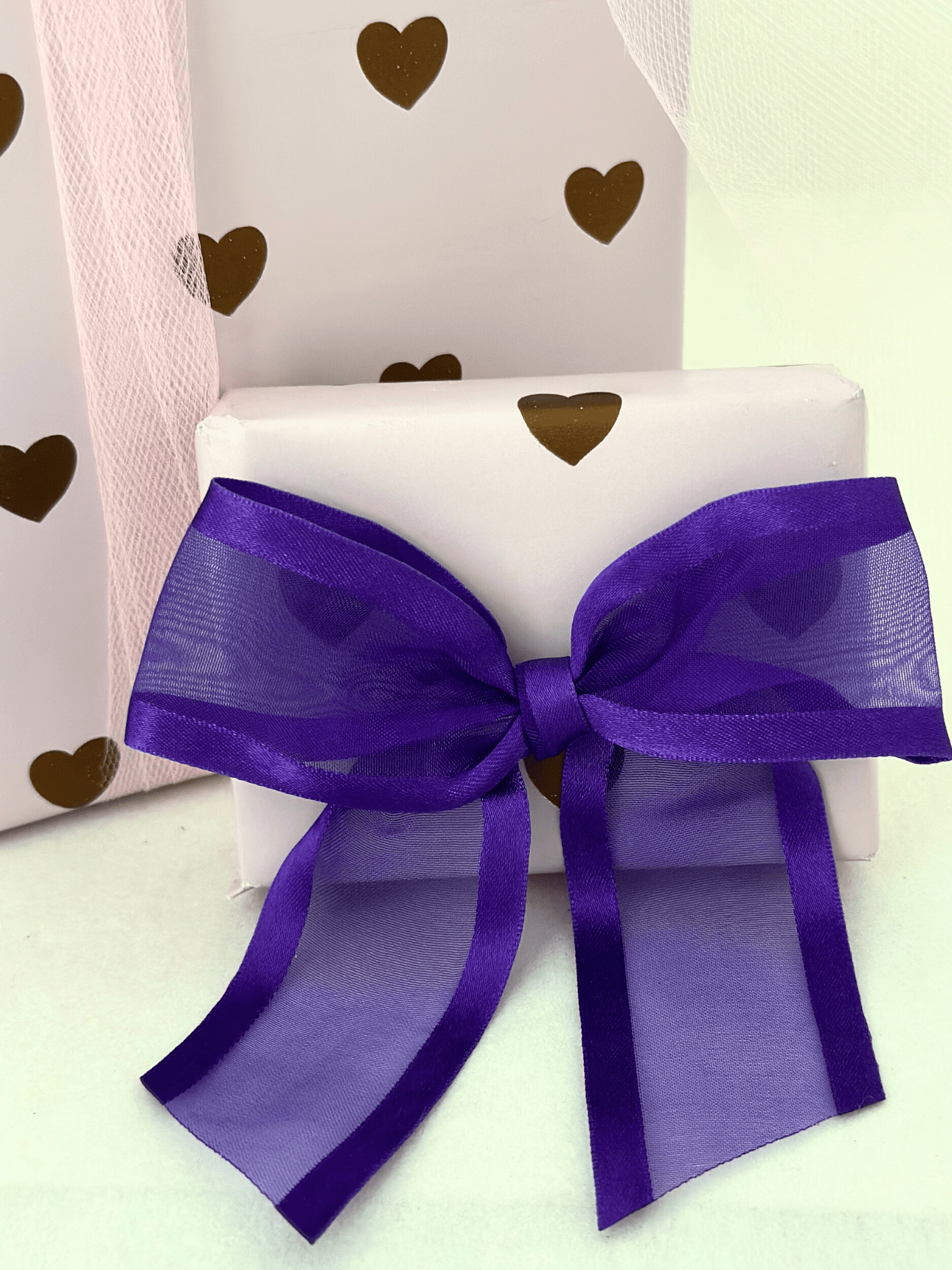 1/8x50 yards Purple Organza Pull Bows Ribbon with Iridescent Edge - Pack  of 7 Rolls